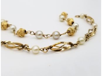 Pearl And Gold Bracelets