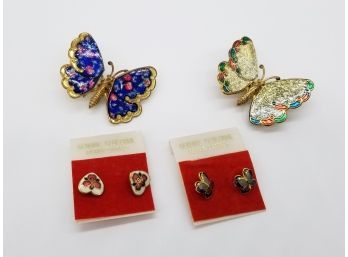 Butterfly Collection, Pins And Earrings