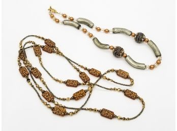 Glass Bead Necklaces In Metal Tones