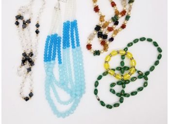 Glass And Stone Beaded Necklaces And A Bracelet