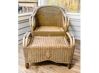 Wicker And Rattan Chair And Ottoman
