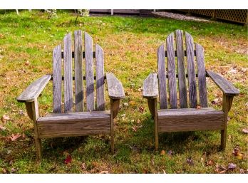 Vintage Pair Of Wooden Adirondack Chairs