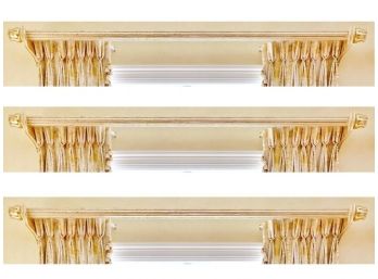 Gold Leaf Curtain Rods With An Antiqued Finish And Flower Bud Finials