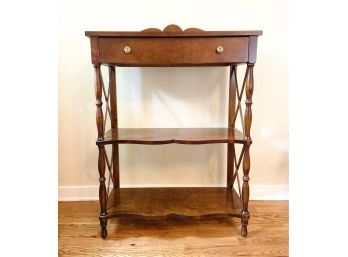 Beautiful Tiered Console Hall Table With Turned Legs And Brass Drawer Pulls