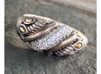 BEAUTIFUL STERLING AND 14K RING 10 3/4