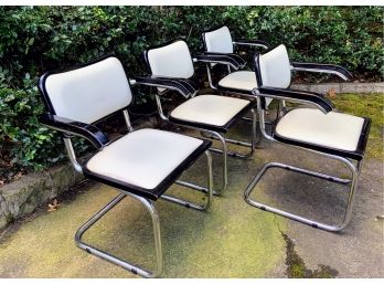 Awesome Set Of 4 Gordon International Black & Cream MCM Chairs