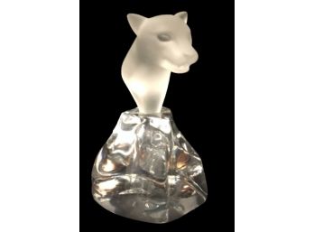 Swarovski Ebeling & Reuss Crystal Panther / Puma Frosted Head Bust On Clear Base