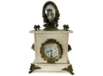 19th Century Alabaster And Bronze Mounted Clock (RETAILED $860.00)