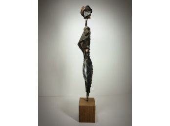 Max Krieg - Brutalist Sculpture - Metal On Woodblock