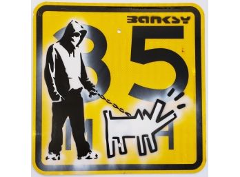 Banksy Street Sign - Spraypaint & Stencil On Street Sign