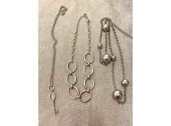 Three Fashion Silver Necklaces