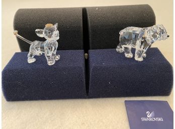 Swarovski Crystal Simba And Brother Bear Figurines