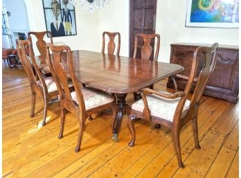 A Custom 'Country English' Solid Wood Dining Table And 8 Chairs By Guy Chaddock (Original Retail $10,000+)