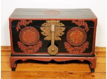 An Antique Painted Wood Chinoiserie Chest