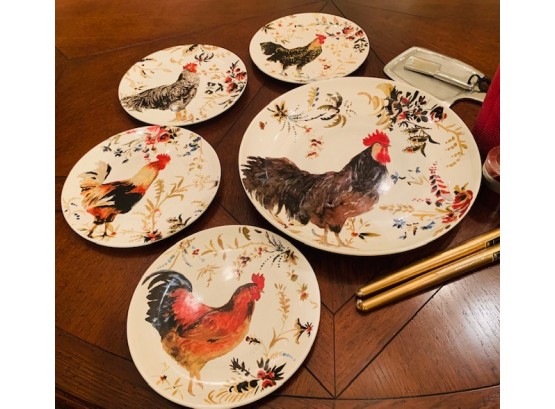 Grouping Williams & Sonoma Rooster Print Plates