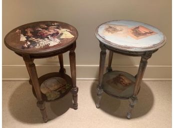Pair Collaged End Tables