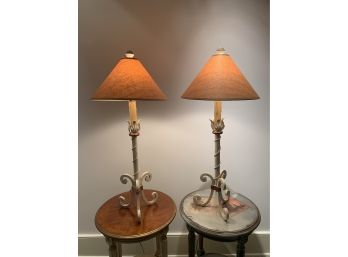 Pair French Country Metal Lamps