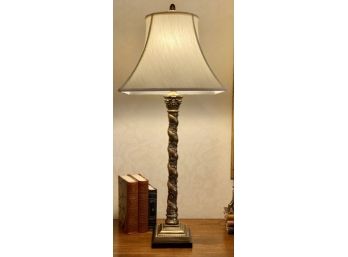 Tall Bronze Barley Twist Table Lamp W/ Cherub Detail