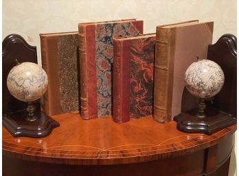Lillian August Globe Book Ends & Leather Books