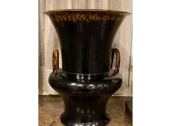Ceramic Vase & Heavy  Iron And Wood Candle Stand