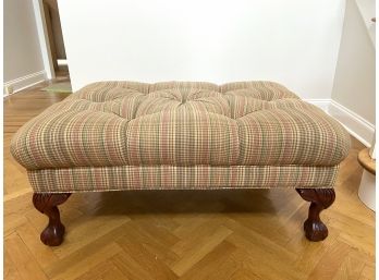 Plaid Tufted Ball And Clawfoot Ottoman