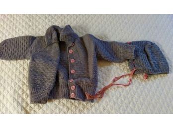 Gray Baby Sweater And Hat