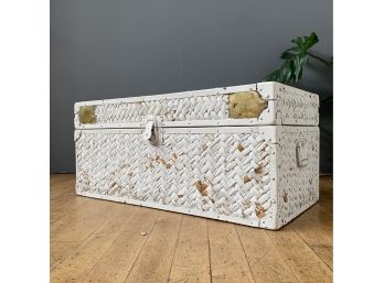Wicker Steam Trunk , Coffee Table With Brass Accents