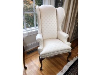 Splendid Antique Queen Anne Style Wing Chair - GREAT Lines And Very Pretty Style