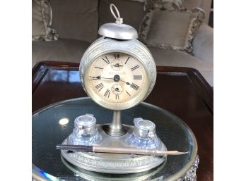Incredible Antique Russian Clock & Writing / Ink Stand VERY UNUSUAL PIECE - Never Seen One Like It