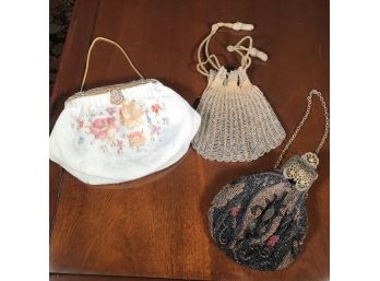Group Of Three AMAZING Antique Ladies Beaded Bags ALL BEAUTIFUL PIECES - Made In France