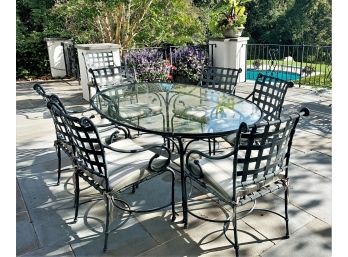 Fabulous Brown Jordan Oval Patio Table With Glass Top & Eight Chairs - Paid $9,000