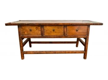 Antique Wooden Three Drawer Console Table