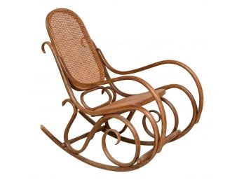 Vintage Cane Wooden Bentwood Rocking Chair
