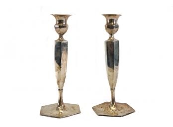 Pair Of Sterling Silver Weighted Candlestick Holders