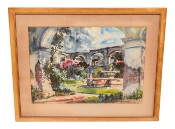 Signed Kenton W. Hudson (born 1911) Watercolor Painting Titled 'Santa Clara Antigua' Dated 1949