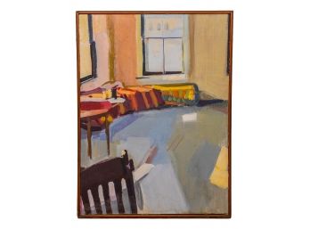 Unsigned Oil On Canvas Painting Of A Room