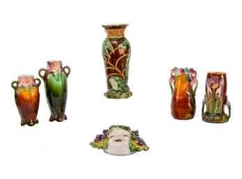 Majolica Double Handled Vases And More