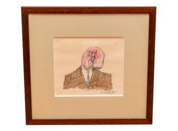 Signed Bill Plympton Framed Colored Pencil Drawing
