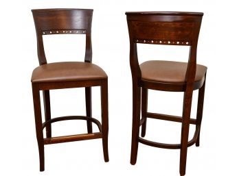 Pair Of Wood Pierced Counter Height Stools