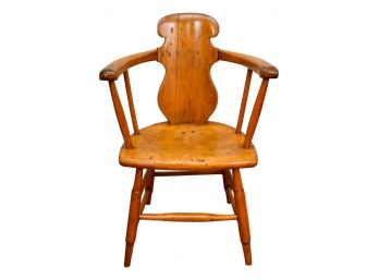 Antique Early 19th Century Captain's Chair With Unusual Back