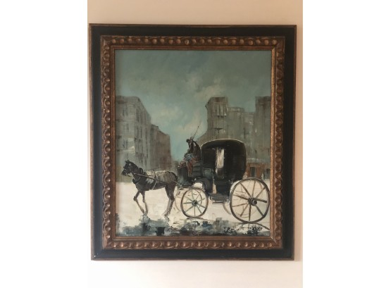 Horse And Buggy Oil On Canvas, Signed