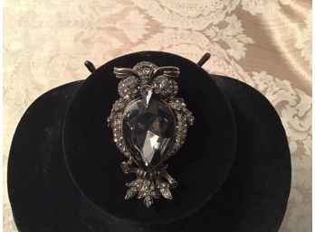 Vintage Faceted Rhinestone Owl Pendant