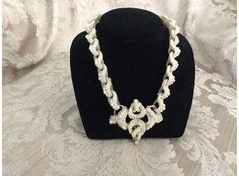Delicate Pearl Necklace In Intricate Design With Drop