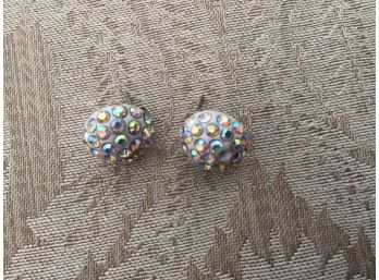 Iridescent Rhinestone Earrings - Lot #22