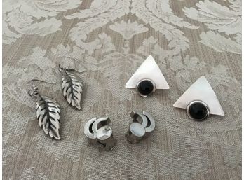 Three Pairs Of Silvered Earrings - Lot #13