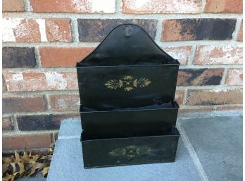Vintage Tole-detailed Black Three Tiered Wall Piece