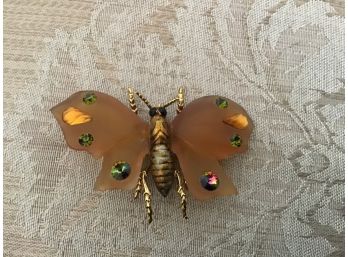 Sparkling Apricot Butterfly Pin