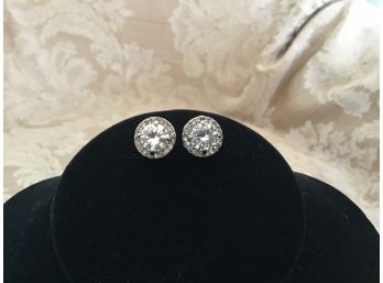 Sparkling Silvered And Rhinestone Earrings