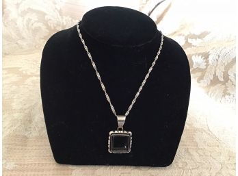 Sterling Silver Necklace With Onyx Pendant
