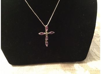 Amethyst Cross On A Sterling Silver Necklace